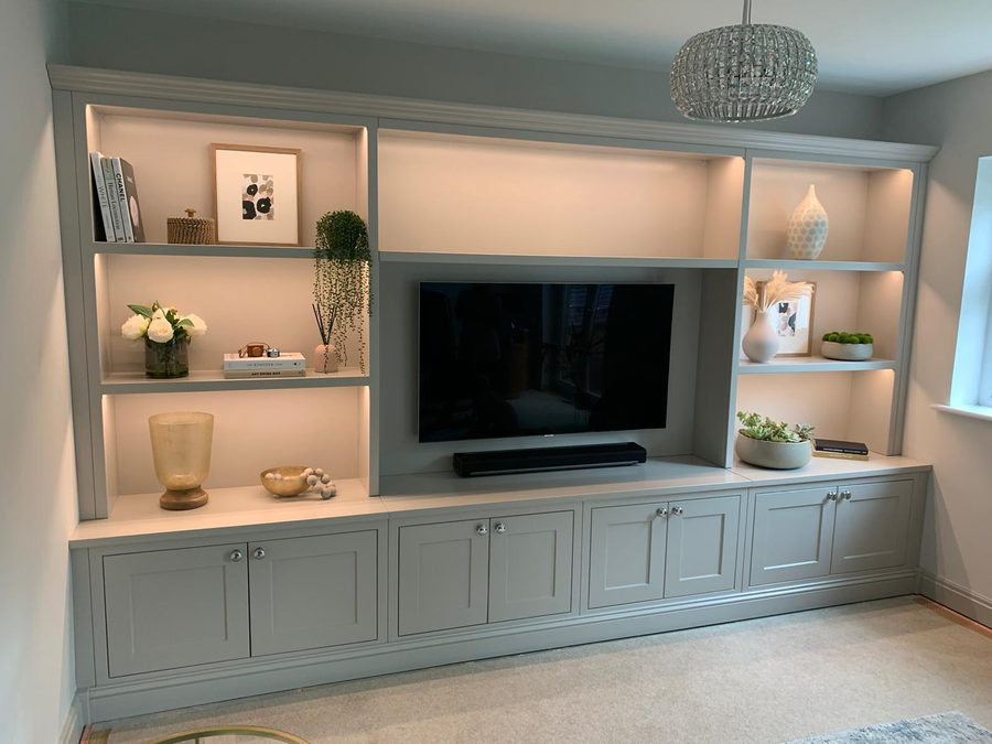 The same shelves with the LEDs on